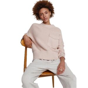 Varley Menlo Top Sweater in Pearl Knit Pink Size Large with Chest Pocket